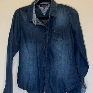 Tommy Hilfiger Chambray Denim Shirt Size: M 100% Cotton